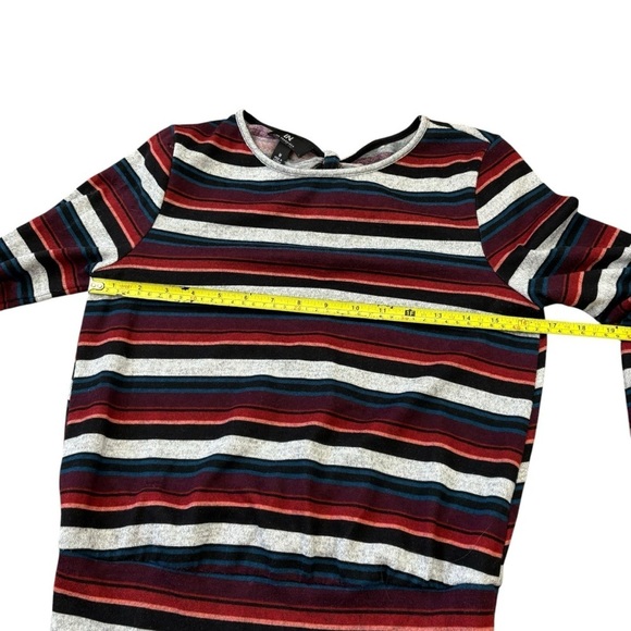 IN San Francisco Bell Sleeve Stripe Sweater Bow Back Women’s M Winter Blouse - Picture 10 of 13